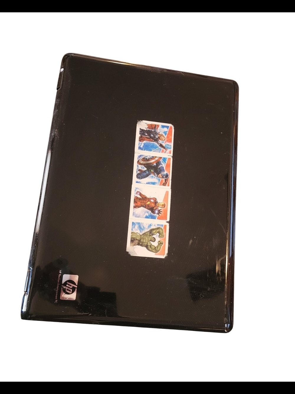 HP Pavilion dv6000 Black Laptop with Superhero Sticker Accent